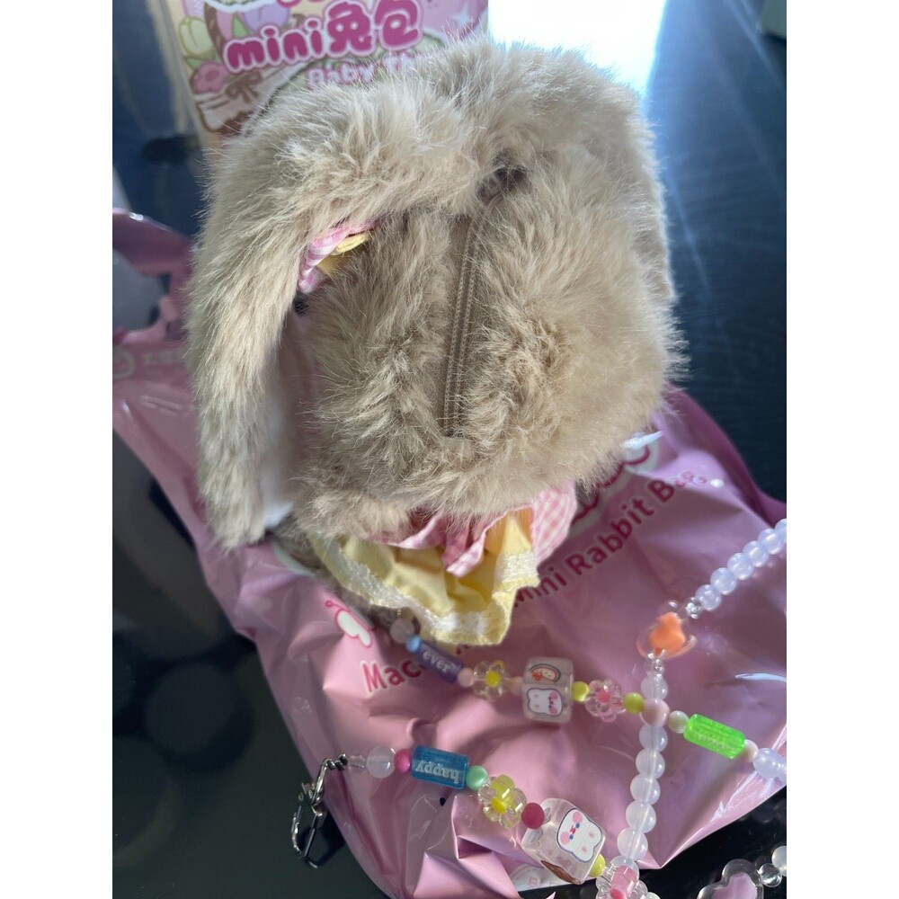 Baby Three "Macchiato Mini Rabbit" Bag - Brown w/Moving Eyes, Chain & Card NEW - Picture 6 of 8